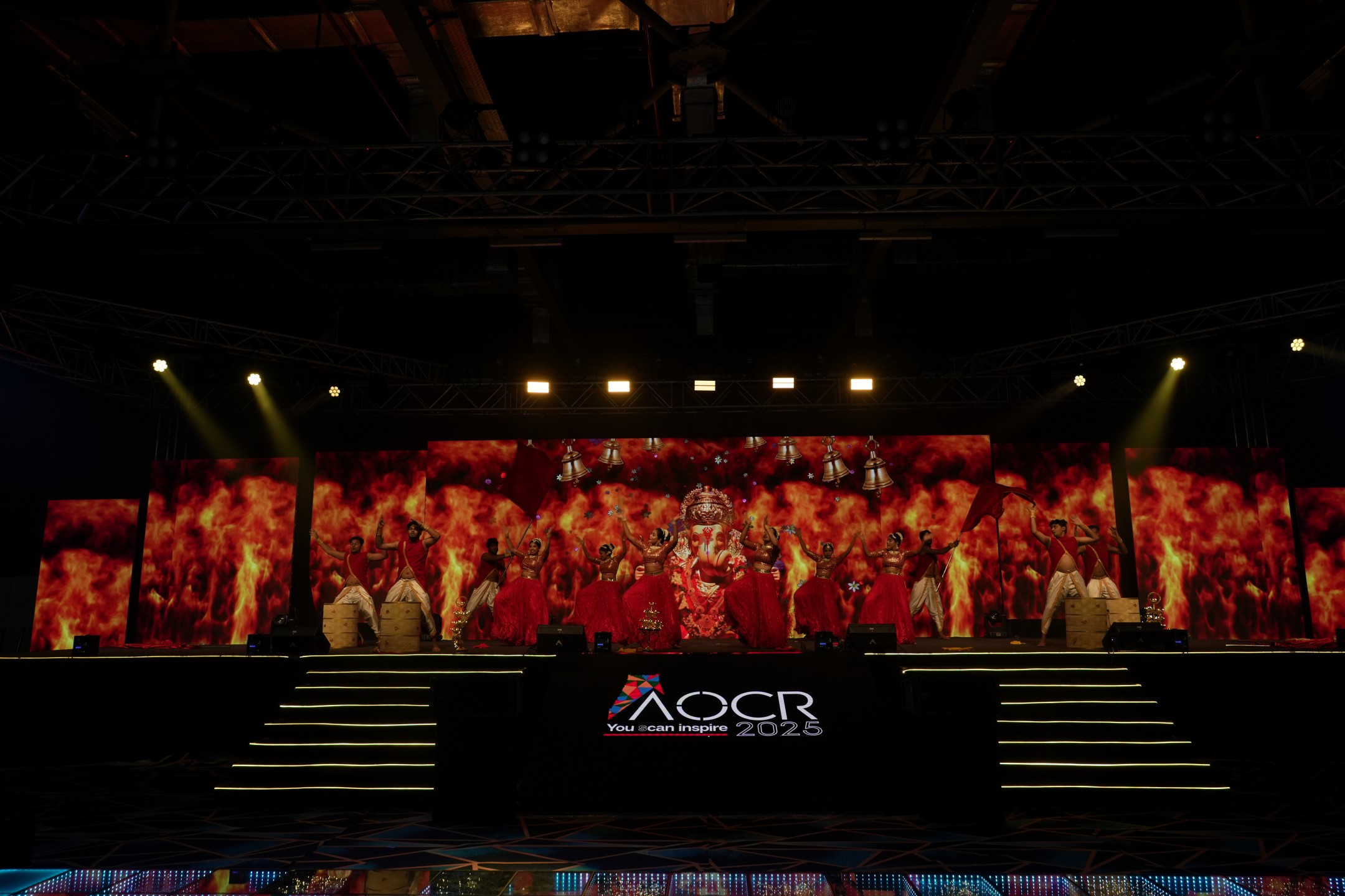 Folk artists in regional costumes on the World Hypertension Congress stage